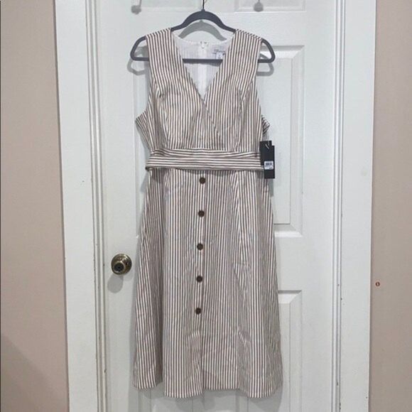 Nordstrom Signature Stripe Bottom Front Dress Womens Size 16 - Picture 6 of 14